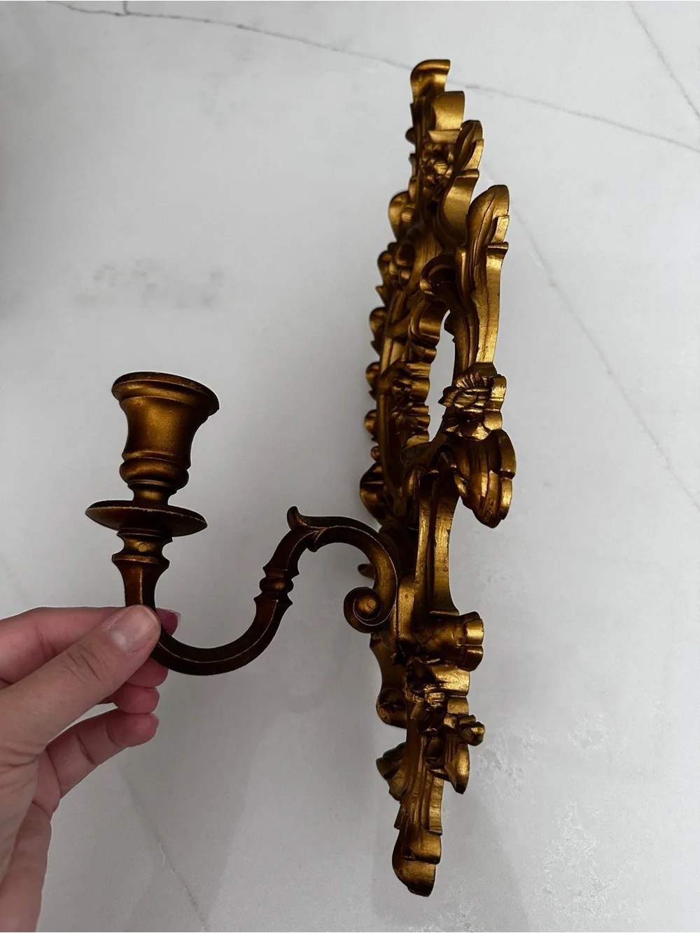 Vintage Ornate Gold Syroco Wall Sconces Hollywood Regency Wall Decor